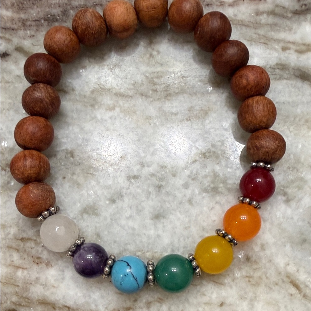 Wood Bead Multicolor Chakra Bracelet